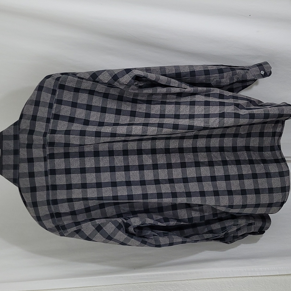 Bugatchi Black And Gray Checkered Button Up Long … - image 7